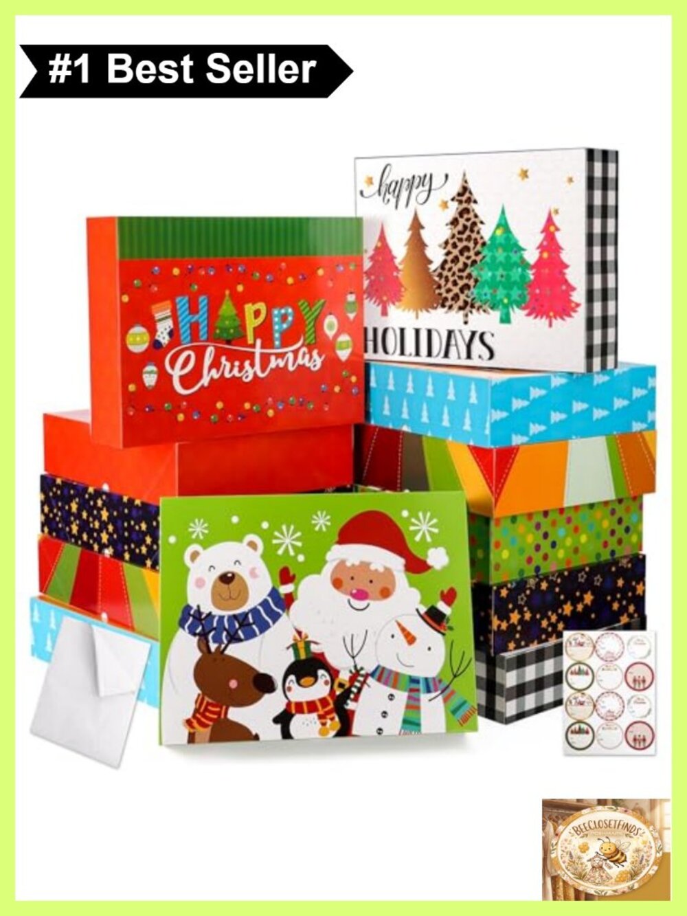 12 Extra-Large Christmas Gift Boxes with Lids 4in Deep Robe Box Set Heavy-Duty